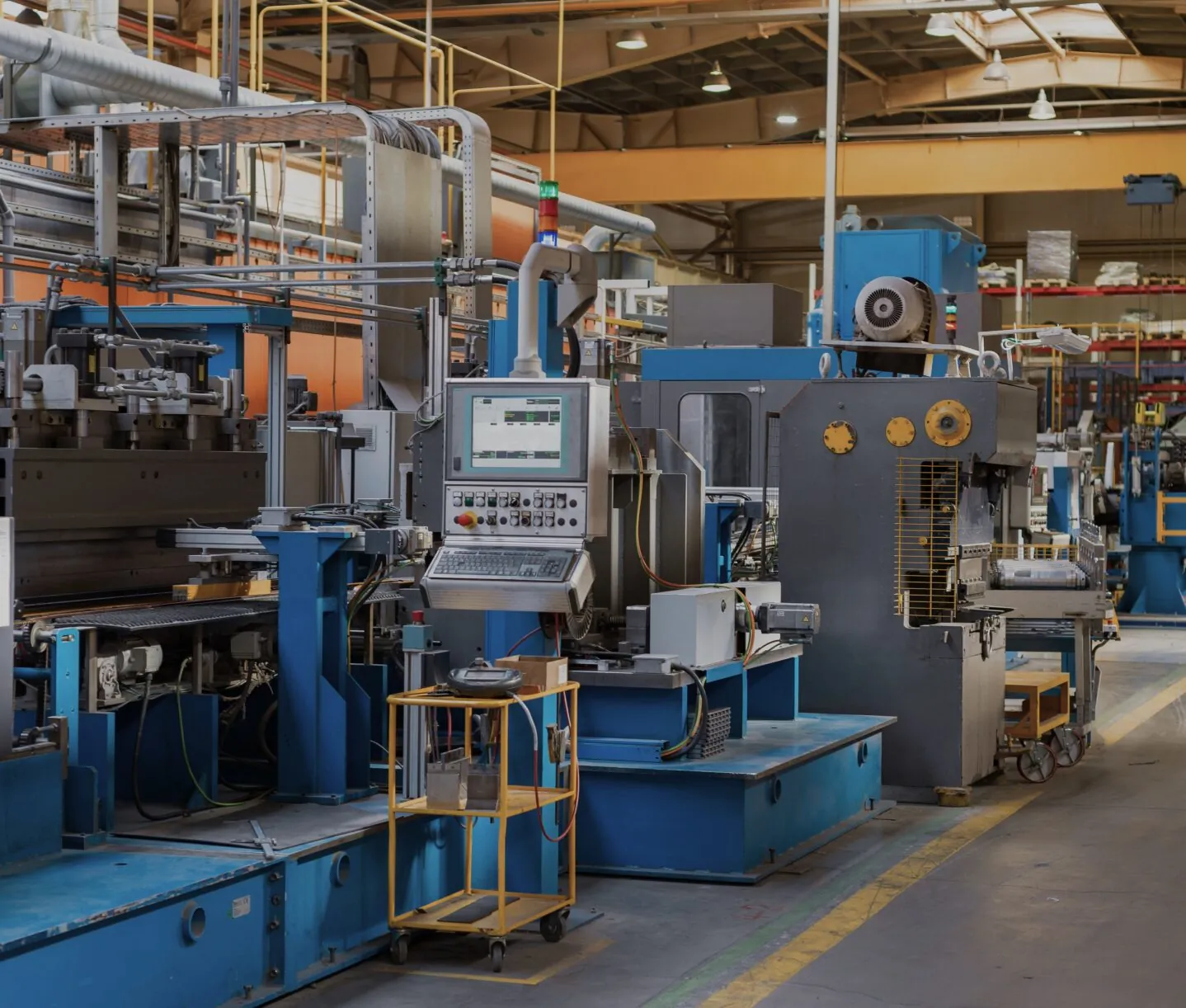 Industrial machinery production line where precision-machined components are integrated